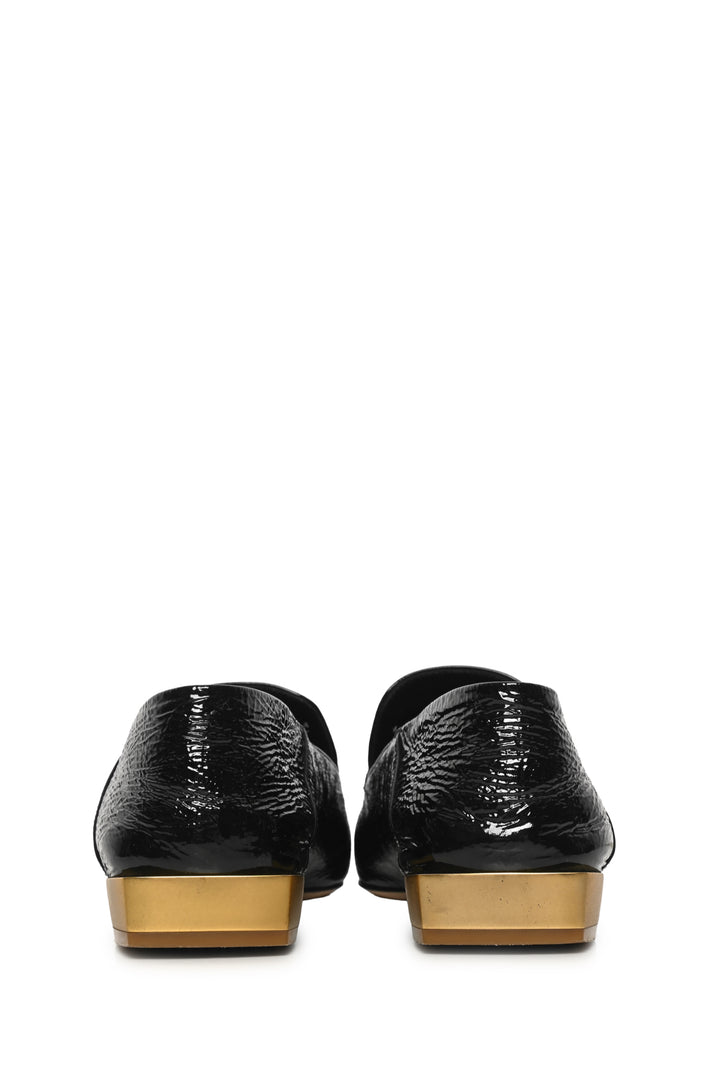 Salvatore Ferragamo Size 7 Lana Crinkle Patent Flats