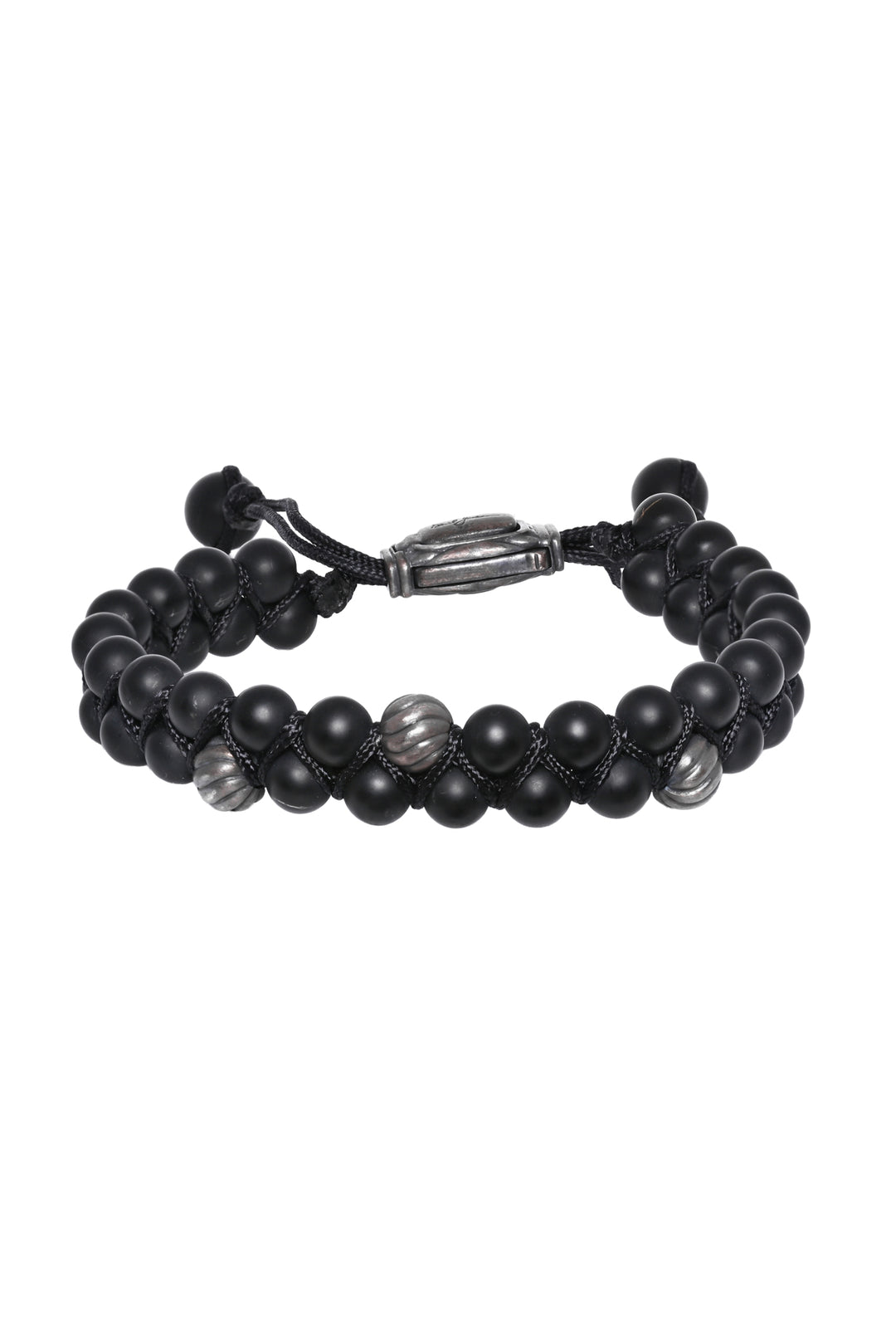 David Yurman Mens Spiritual Two-Row Onyx Bead Bracelet