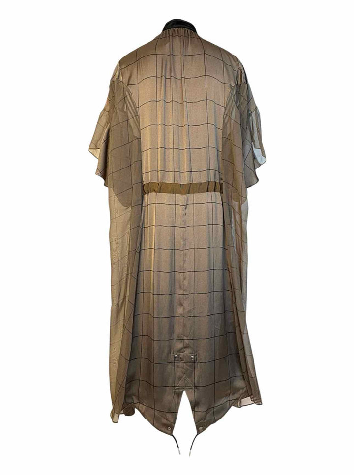 Sacai Size 3 Windowpane Print Drawstring Dress