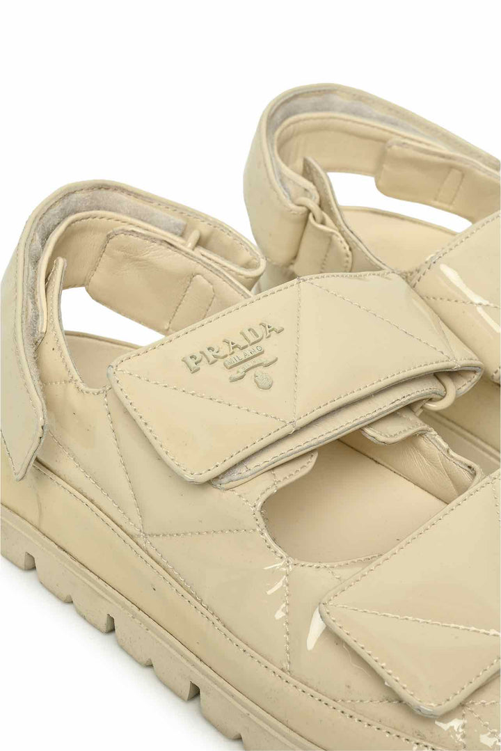 Prada Size 38.5 Quilted Patent Slingback Sport Sandals