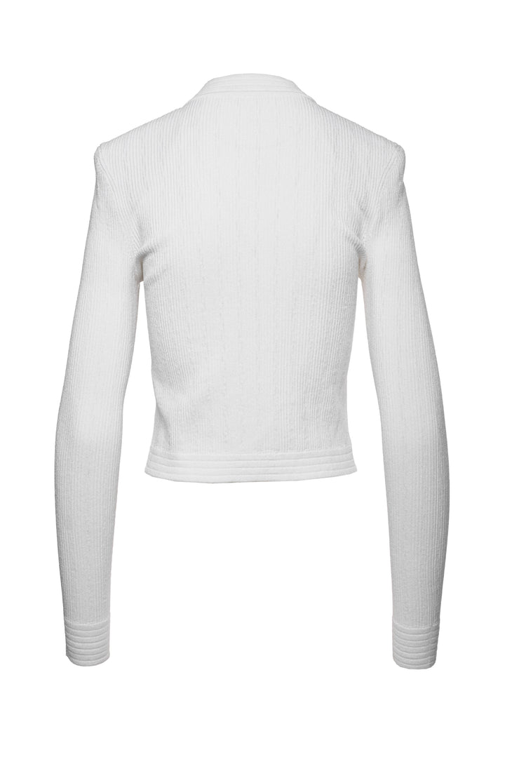 Balmain Size 36 Four Pocket Pointelle Rib Knit Cardigan