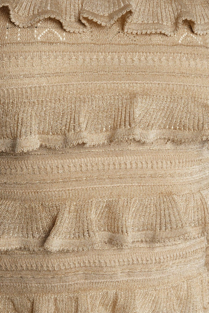 Zimmermann Size 0 Ruffle Metallic Knit Sweater