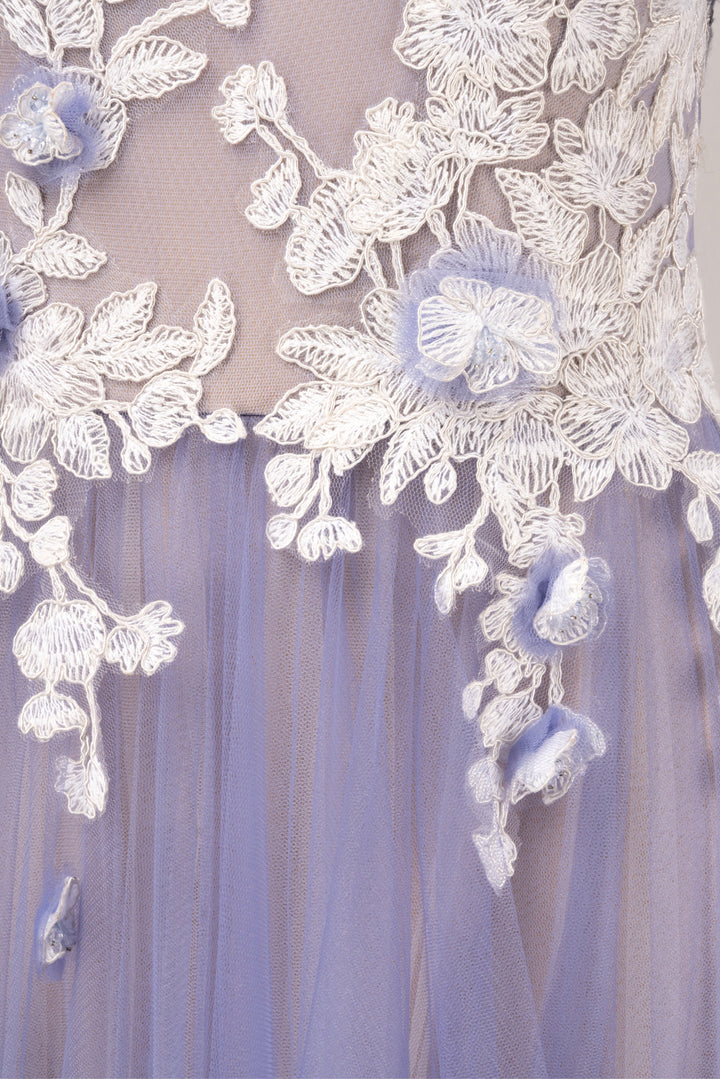 Tadashi Size 6 Cherry Blossom Embroidered Tulle Dress