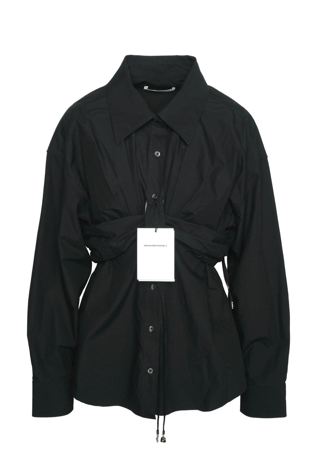 T Alexander Wang Size 10 Ruched Bandeau Overlay Open Front Shirt