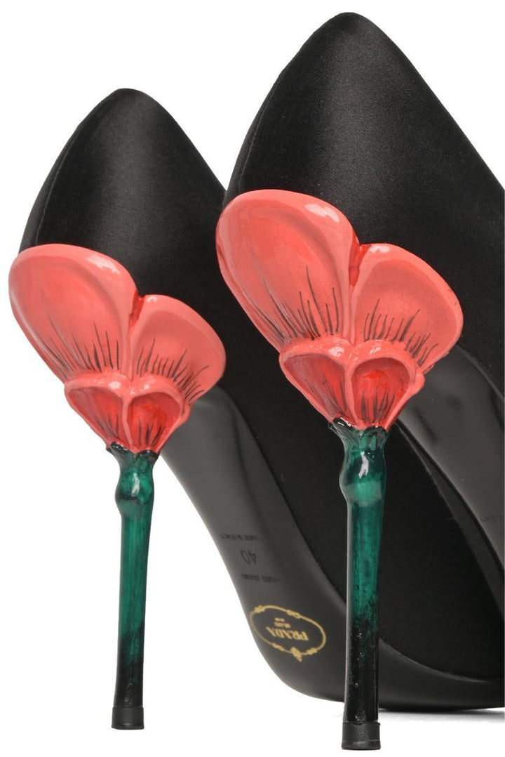 Prada Size 40 Satin Flower Heeled Sandals
