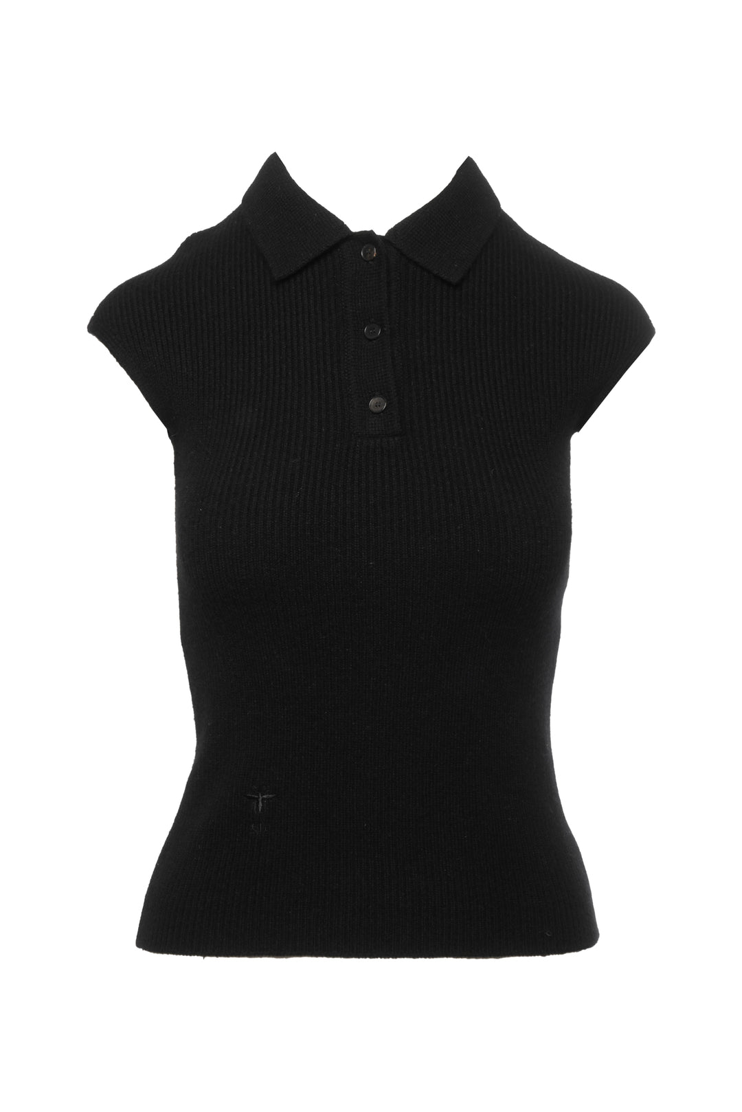 Dior Size 4 Cashmere Knit Sleeveless Polo Sweater
