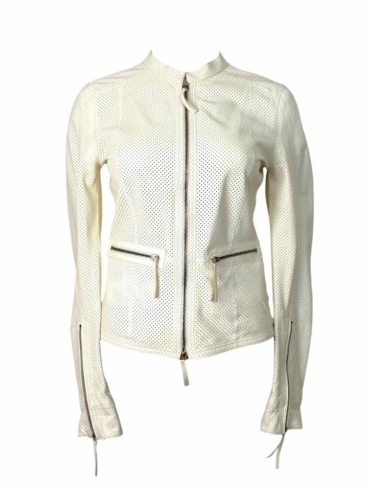 Roberto Cavalli Size 42 Perforated Leather Jacket