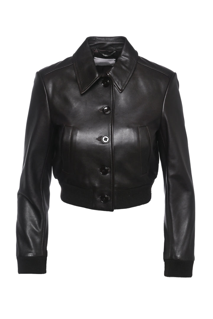 Dorothee Schumacher Size 1 Sleek Statement Cropped Leather Jacket