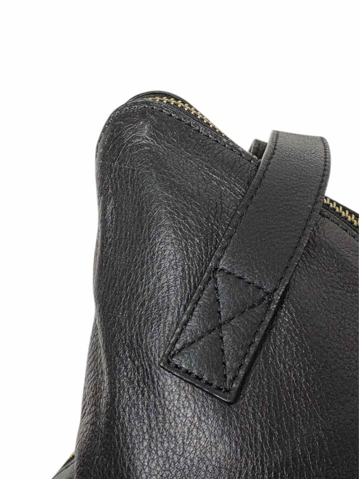 Max & Co Black Leather Gold Tone Zipper Tote Purse