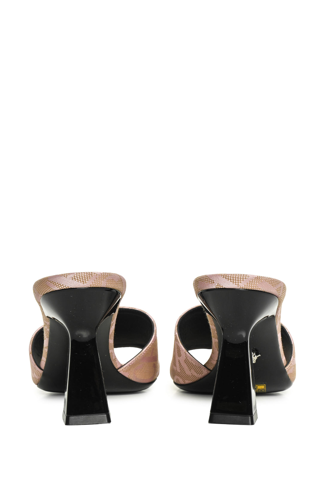 Versace Size 40.5 Flare Heel Jacquard Logo Sandals