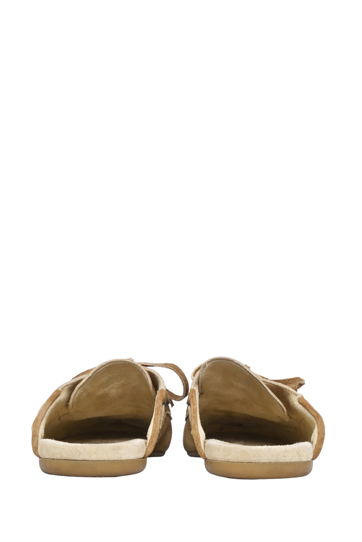 Miu Miu Size 37 Faded Suede Bow Accent Mules