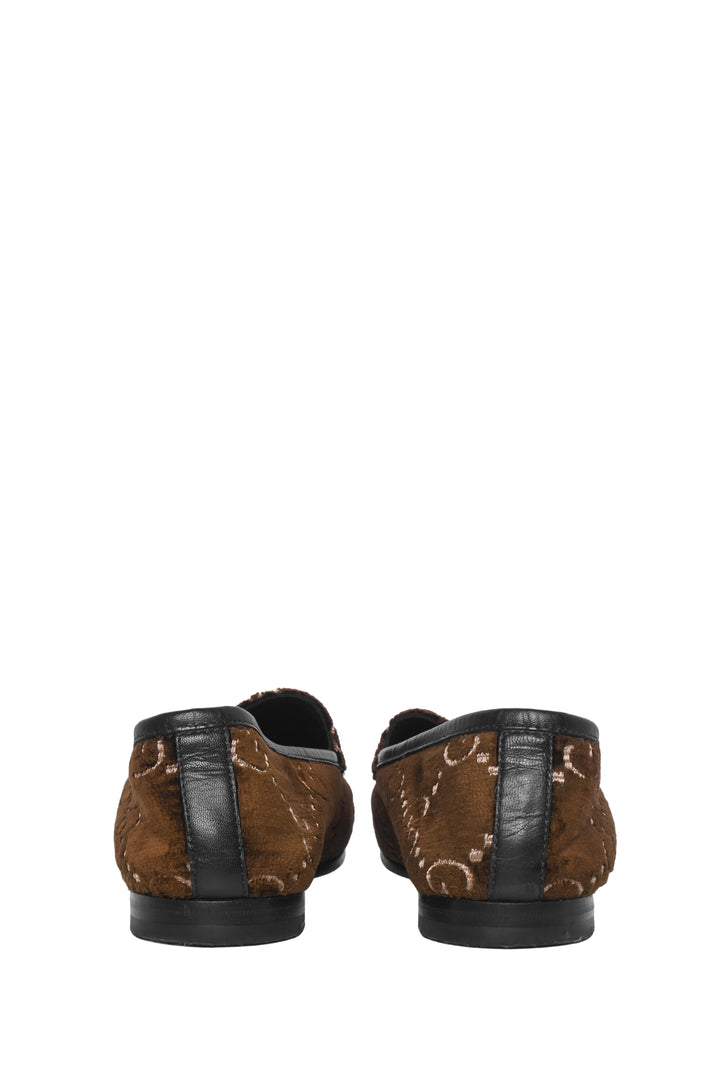 Gucci Size 36.5 GG Monogram Velvet Horsebit Jordaan Loafers