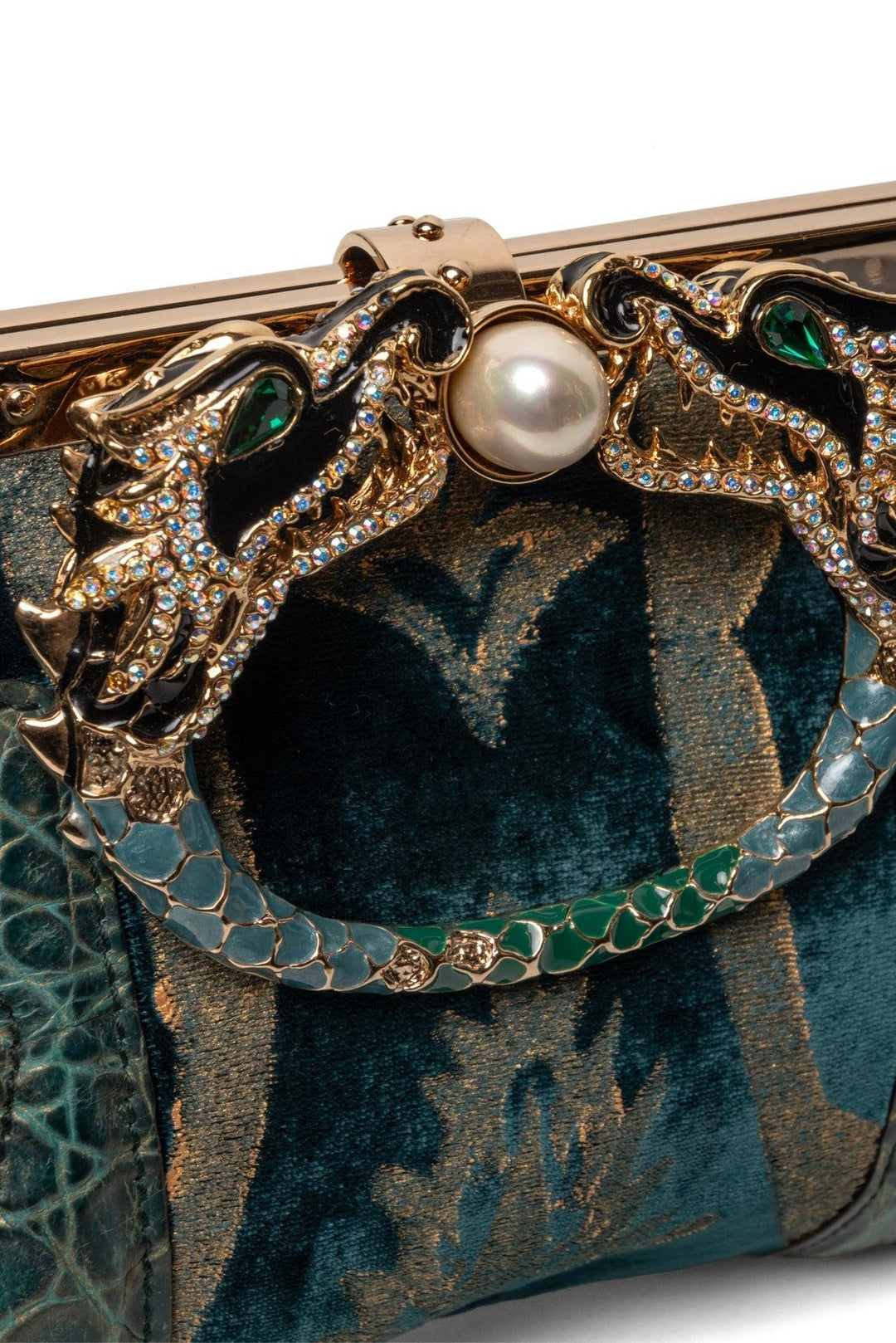 Gucci Tom Ford-Era F/W 2004 Crocodile Trim Velvet Dragon Clutch
