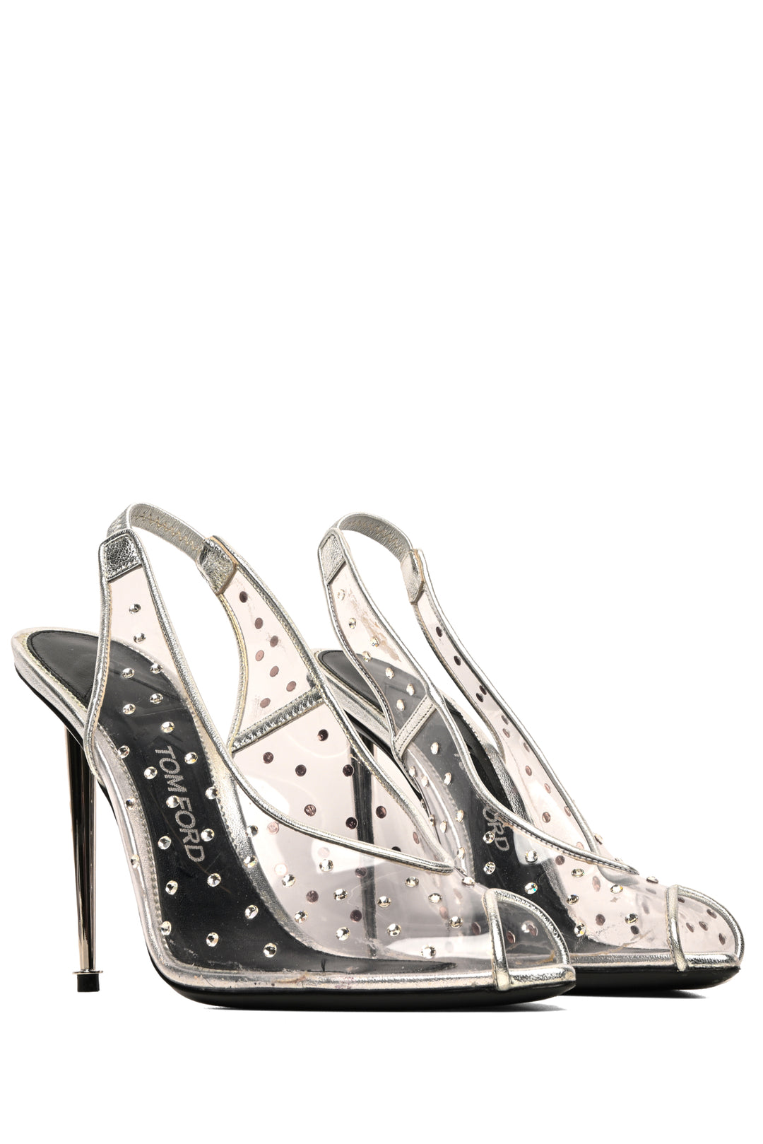 Tom Ford Size 39 Crystal-Embellished PVC Slingback Sandals