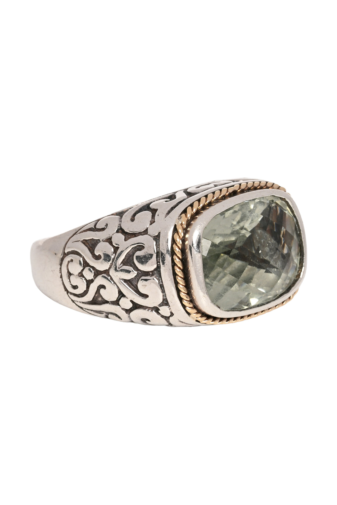 Effy Size 7 18K Gold, 925 & Green Amethyst Ring