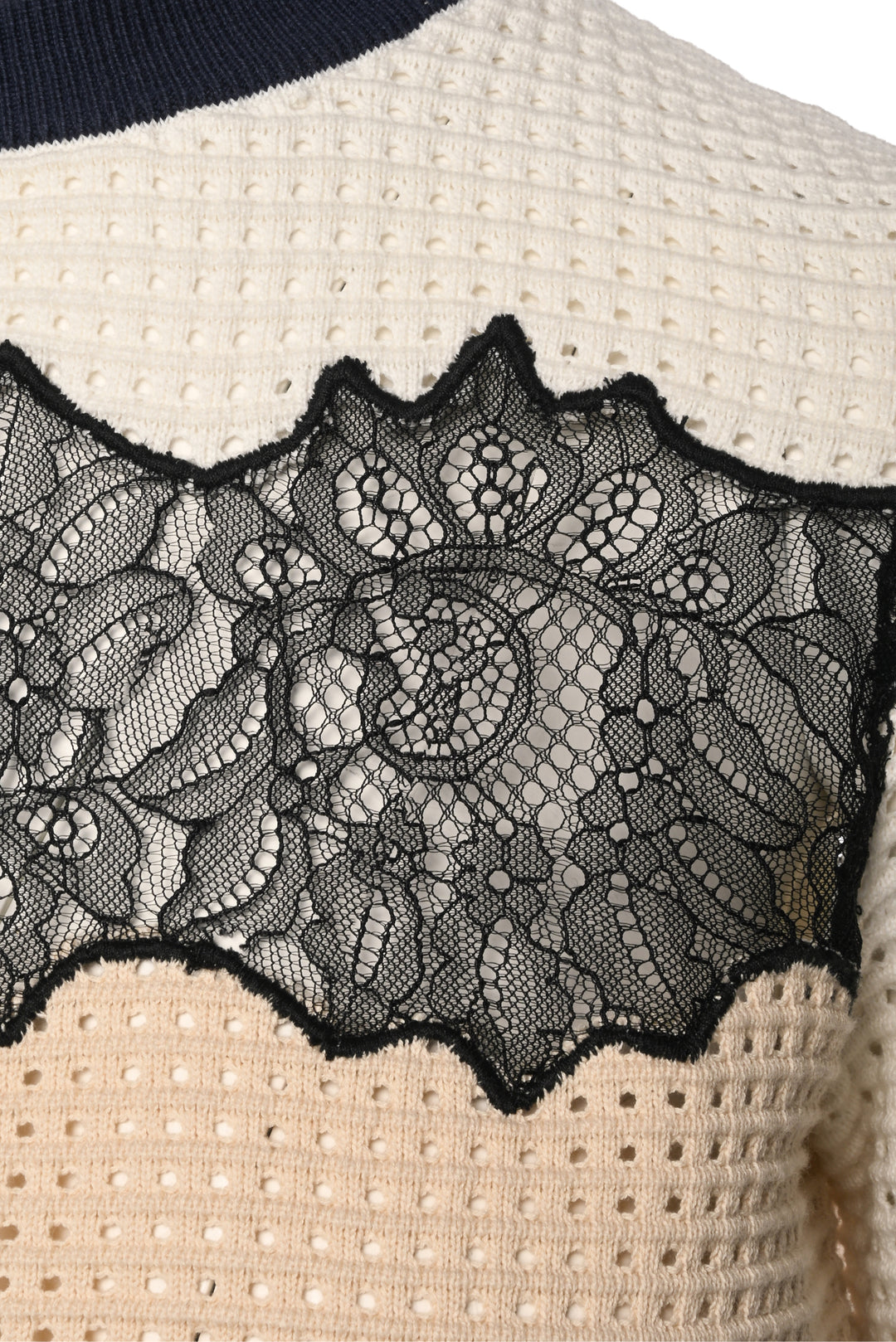 Self Portrait Size M Lace Panel Knit Sweater