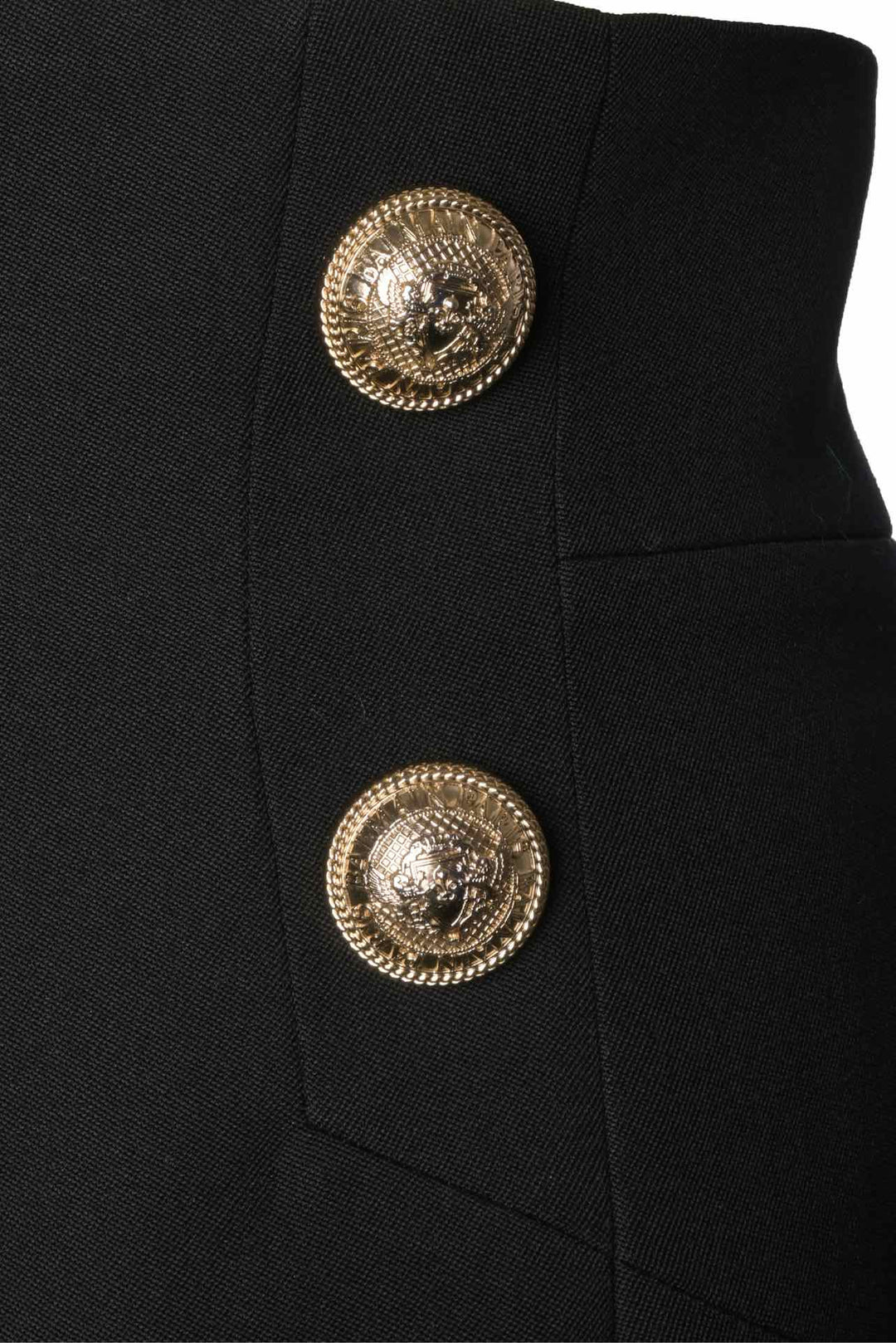 Balmain Size 44 Vintage Wool Button Front Mini Skirt