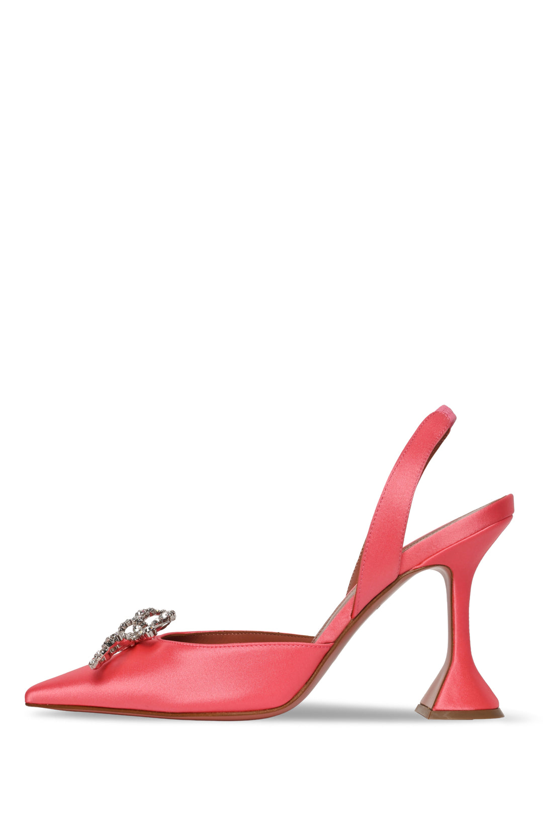 Amina Muaddi Size 38.5 Crystal Bow Satin Rosie Slingback Pumps