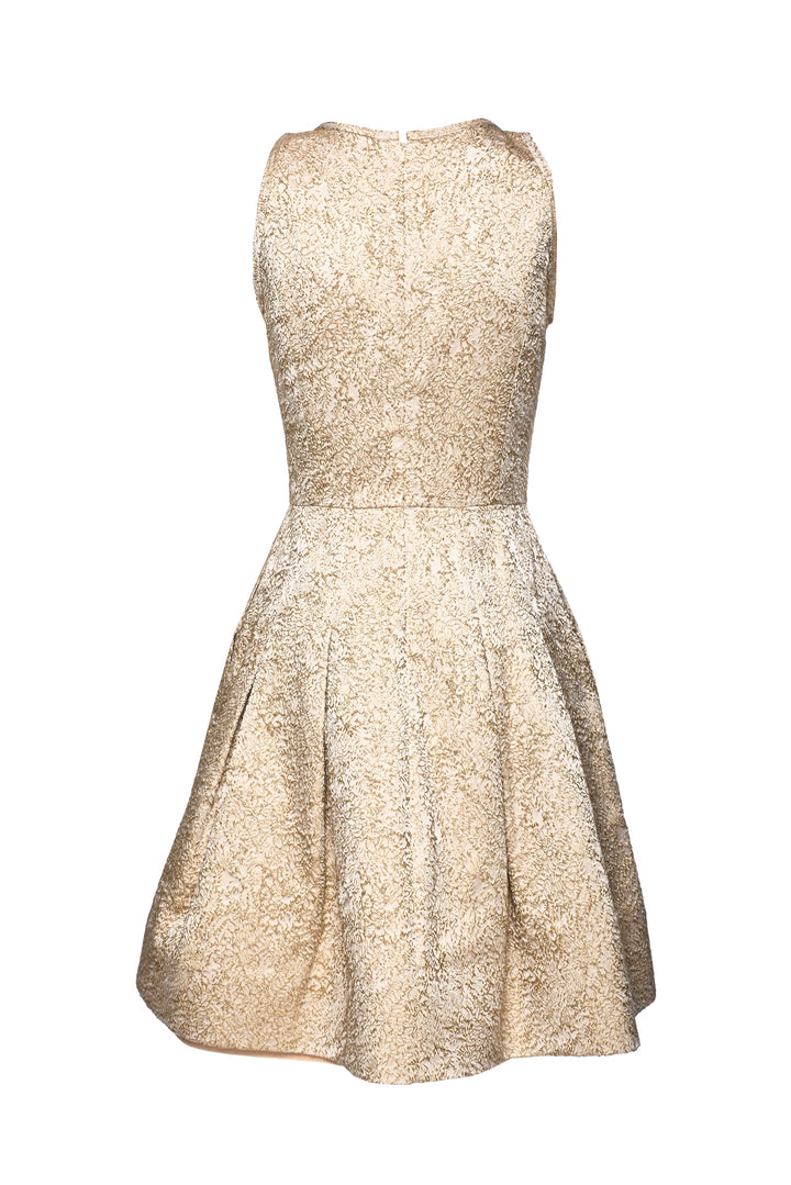 Oscar De La Renta Size 4 Metallic Jacquard Sleeveless Dress