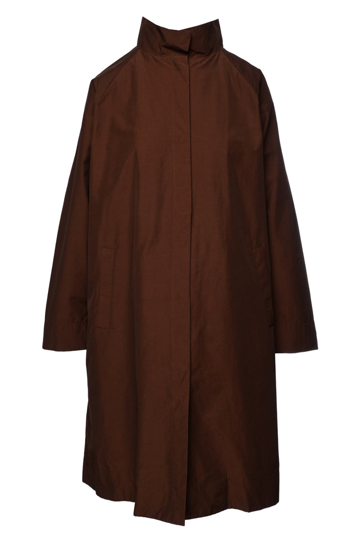 Eileen Fisher Size L Light Cotton Nylon Stand Collar Coat
