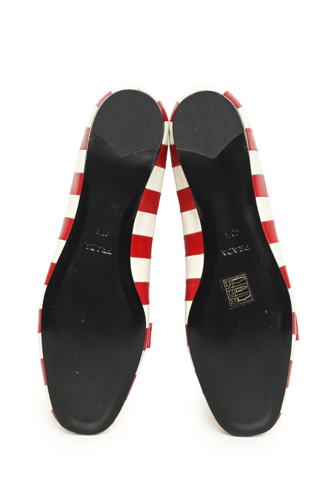 Prada Size 40.5 Striped Bow Flats