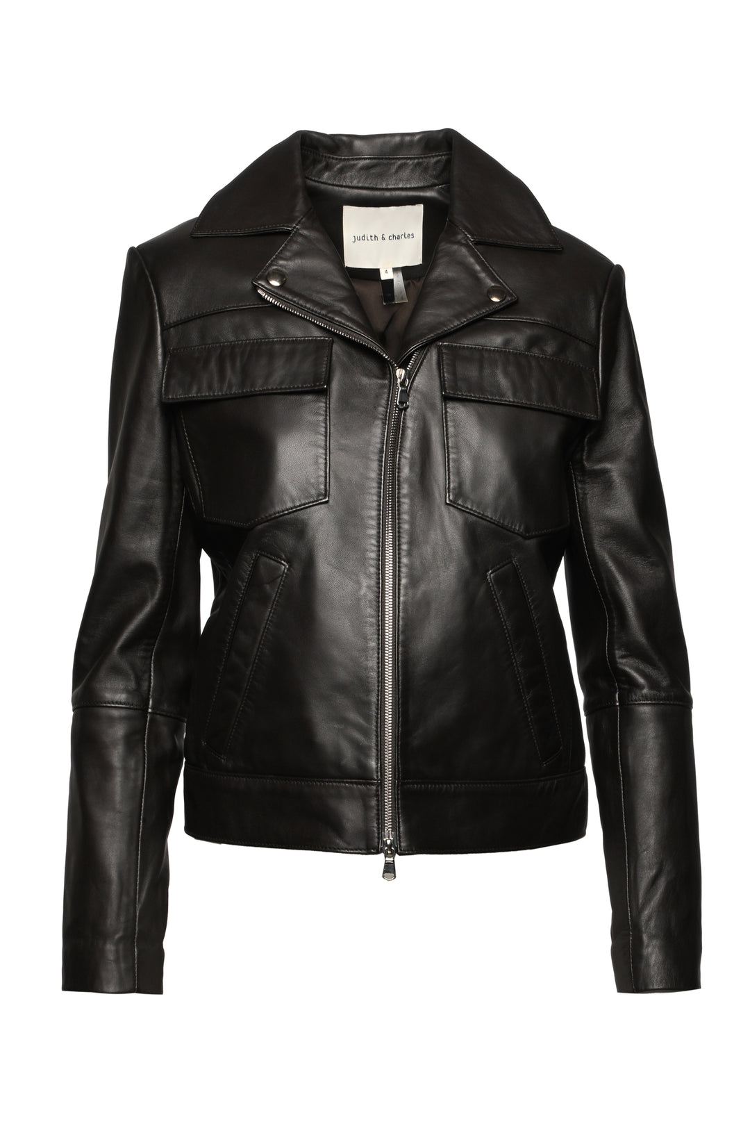 Judith & Charles Size 4 Leather Zip-Up Jacket