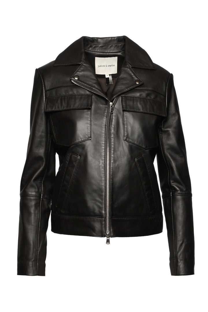 Judith & Charles Size 4 Leather Zip-Up Jacket