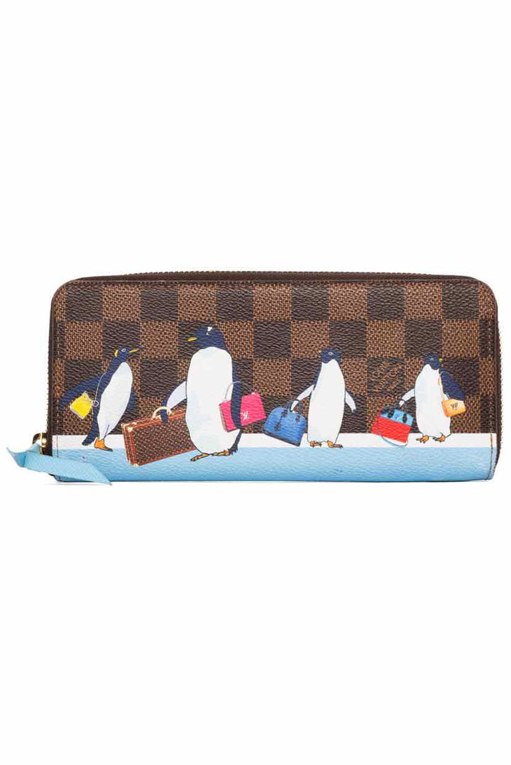 Louis Vuitton Damier Ebene Christmas Animation Penguin Clemence Wallet
