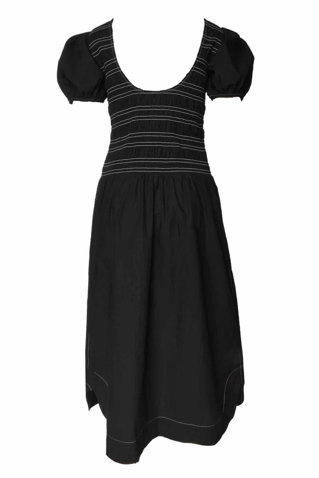 Ganni Size 38 Smocked Cotton Midi Dress