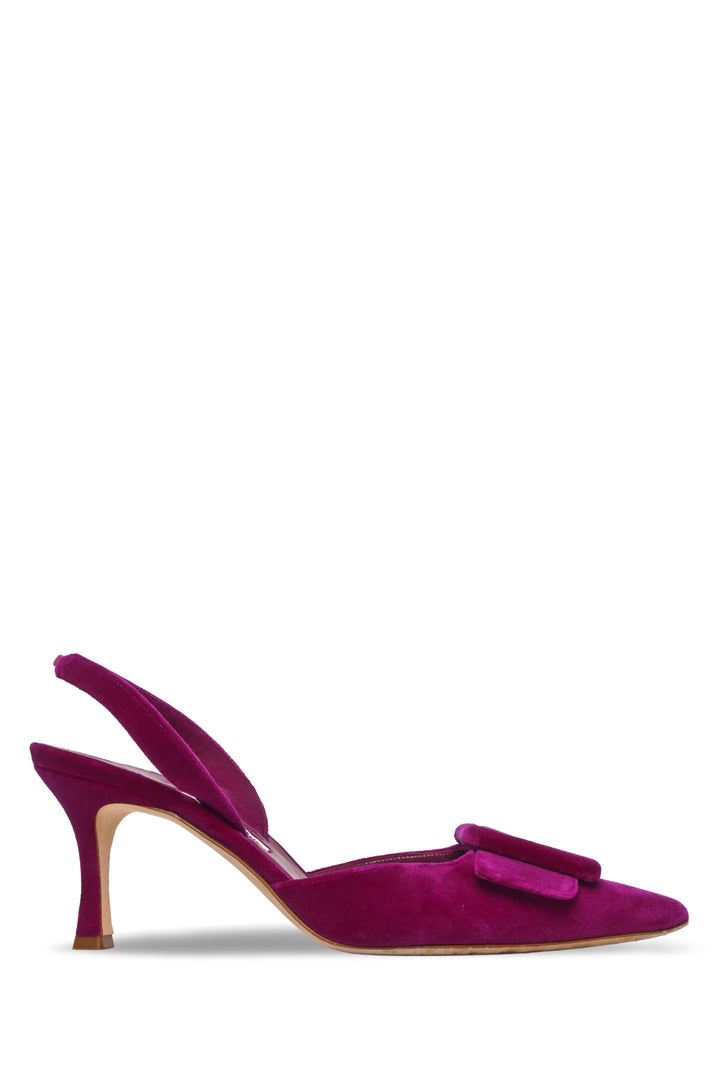 Manolo Blahnik Size 37.5 Maysli Velvet Slingback Pumps