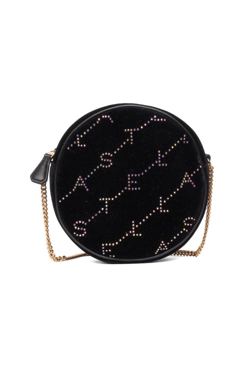 Stella Mccartney Crystal Monogram Velvet Circle Crossbody