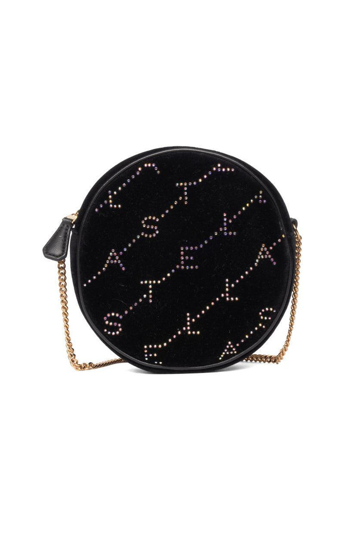Stella Mccartney Crystal Monogram Velvet Circle Crossbody