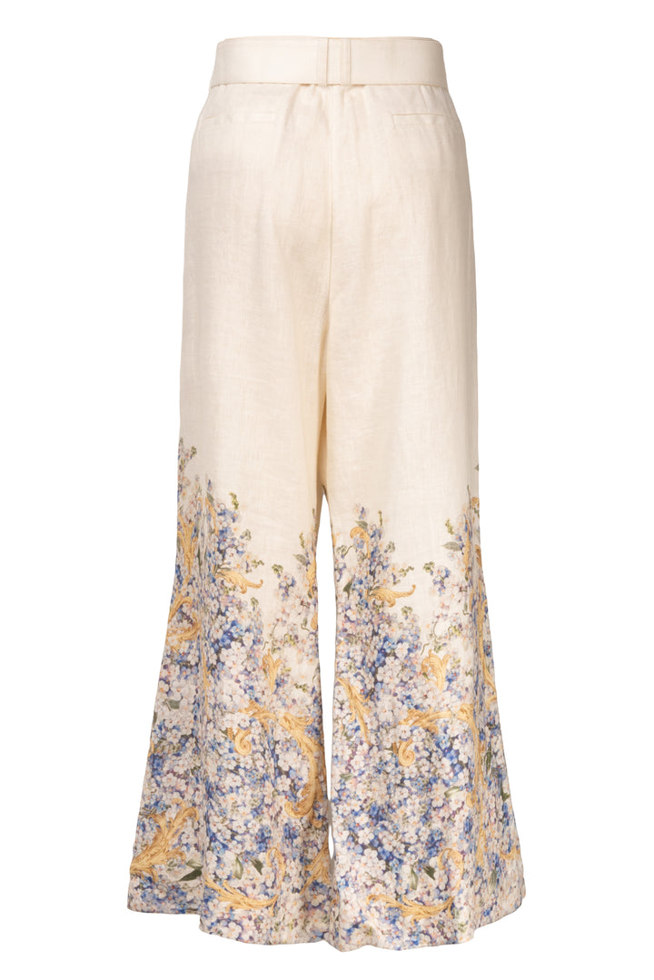 Zimmermann Size 3 Floral Print Linen Kick Flare Pants