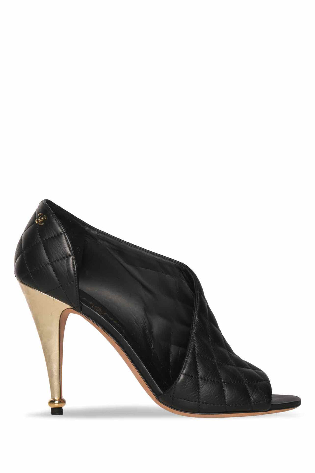 Chanel Size 39.5 D'Orsay Quilted Open Toe Pumps