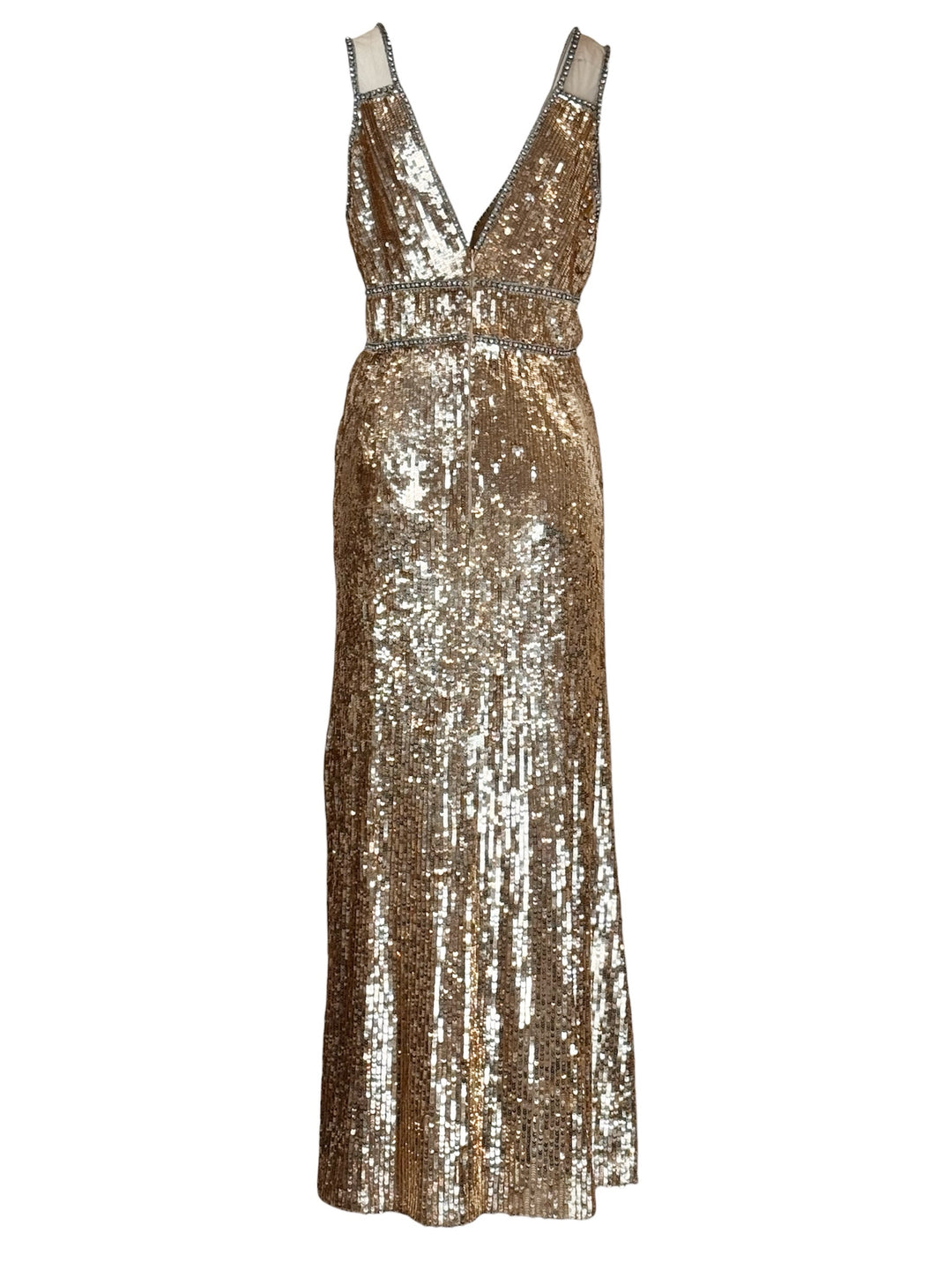 Jenny Packham Size 10 Sequin Embellished Deep V Sleeveless Dress
