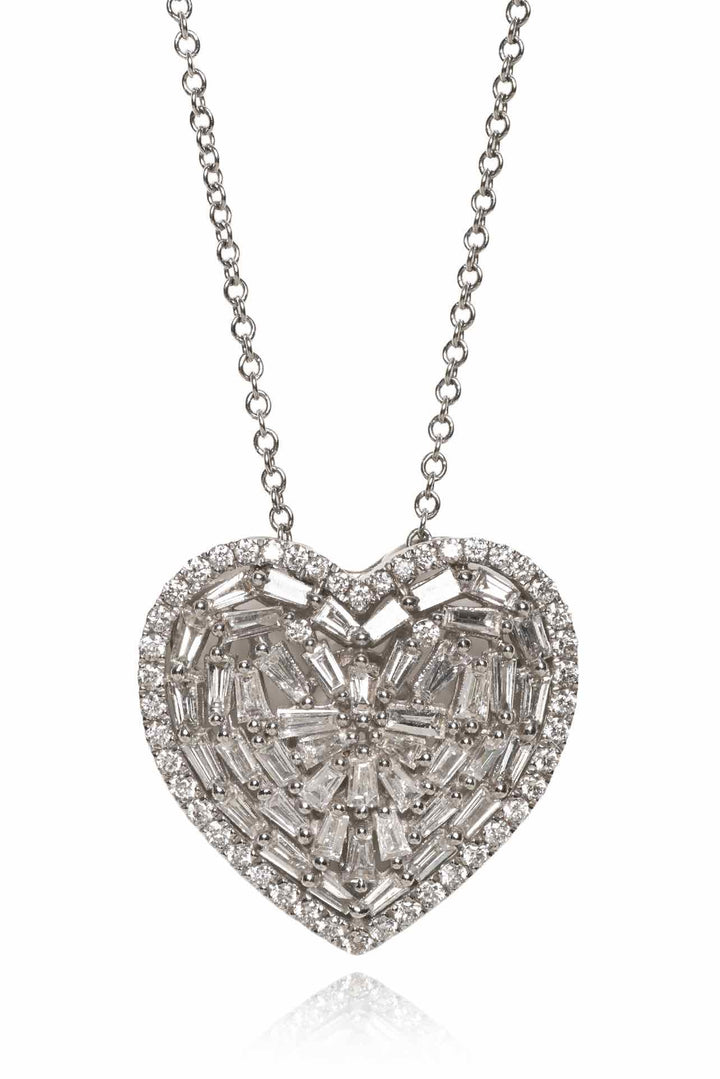 Effy 14K White Gold Diamond Heart Pendant Necklace