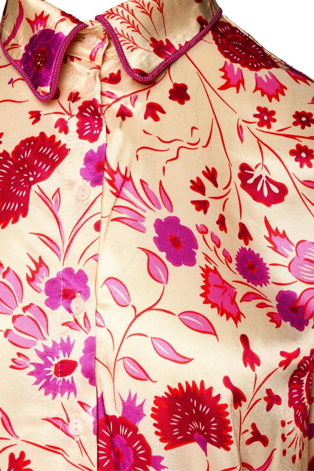 Sabina Musayev Size M Floral Print Satin Mallory Top & Damaris Pant Set