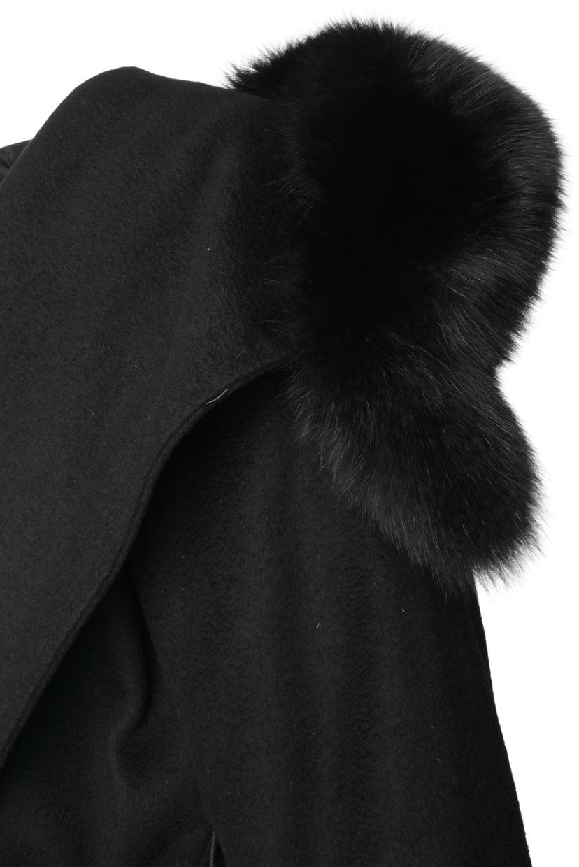 Max Mara Studio Size 36 Virgin Wool Fur Trim Coat