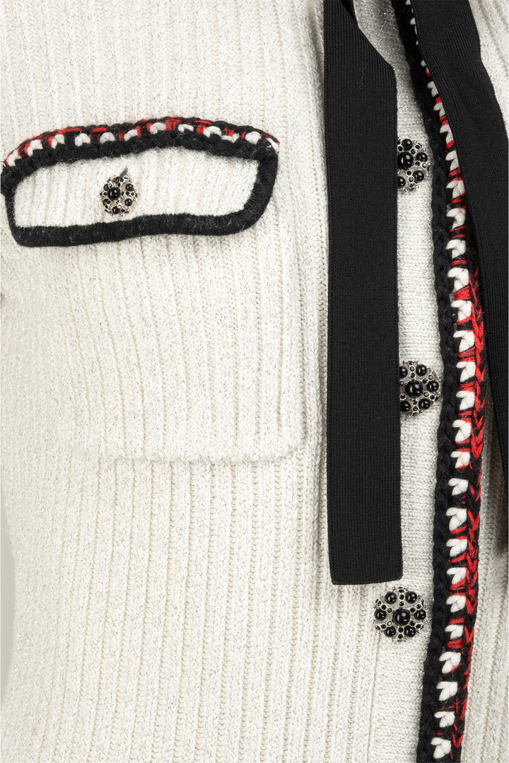 Self Portrait Size L Metallic Lurex Knit Dress