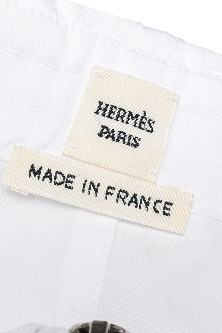 Hermes Size 4 Cotton Zip Cinched Midi Dress