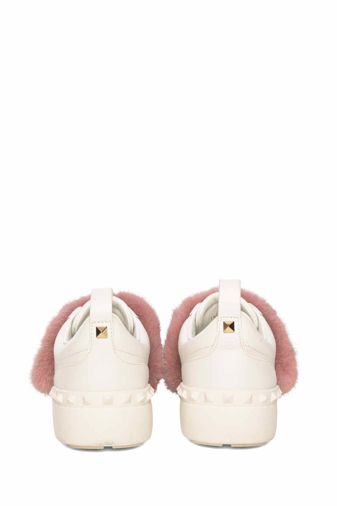 Valentino Size 36 Mink Fur Rockstud Leather Sneakers