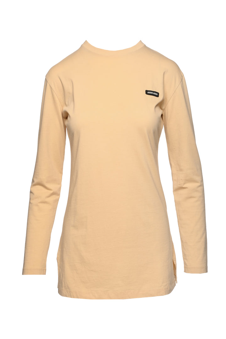 Miu Miu Size S Logo Cotton Long Sleeve T-Shirt