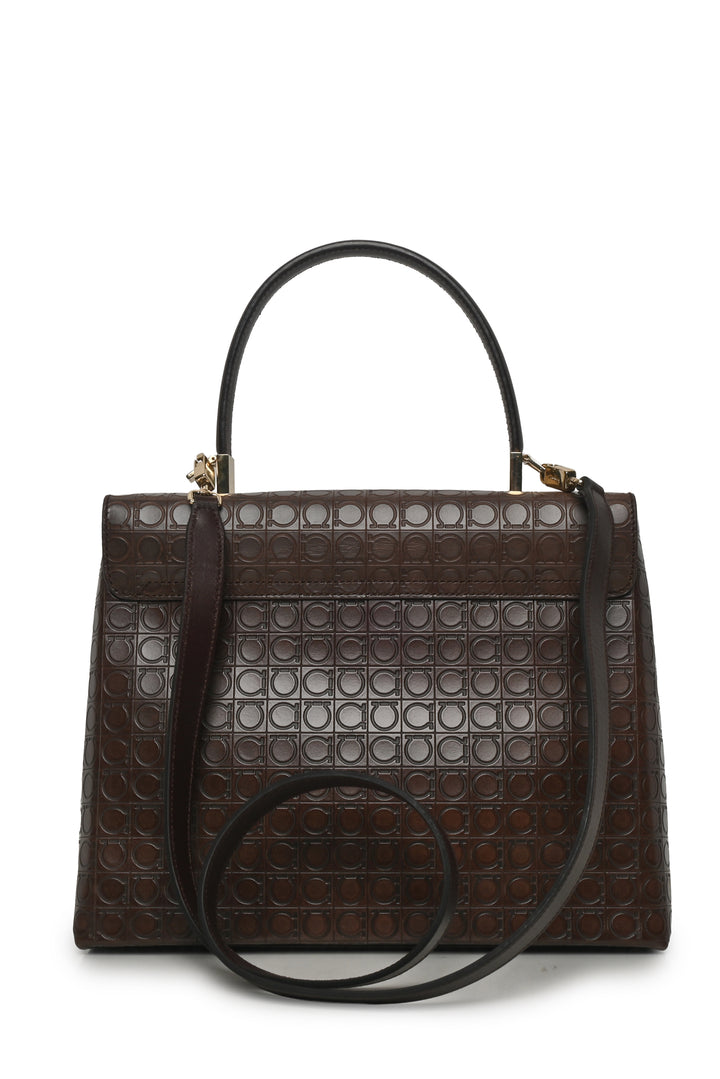 Ferragamo Embossed Gracini Iconic Top Handle Bag