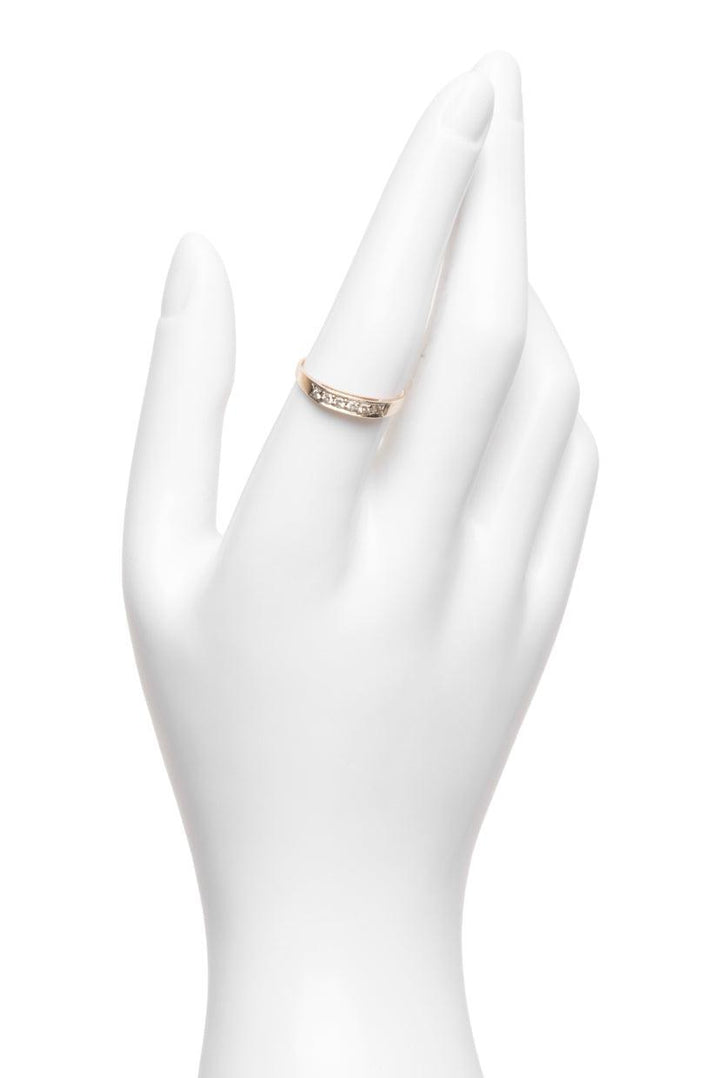 Size 7 14K White & Yellow Gold Plateau Diamond Ring