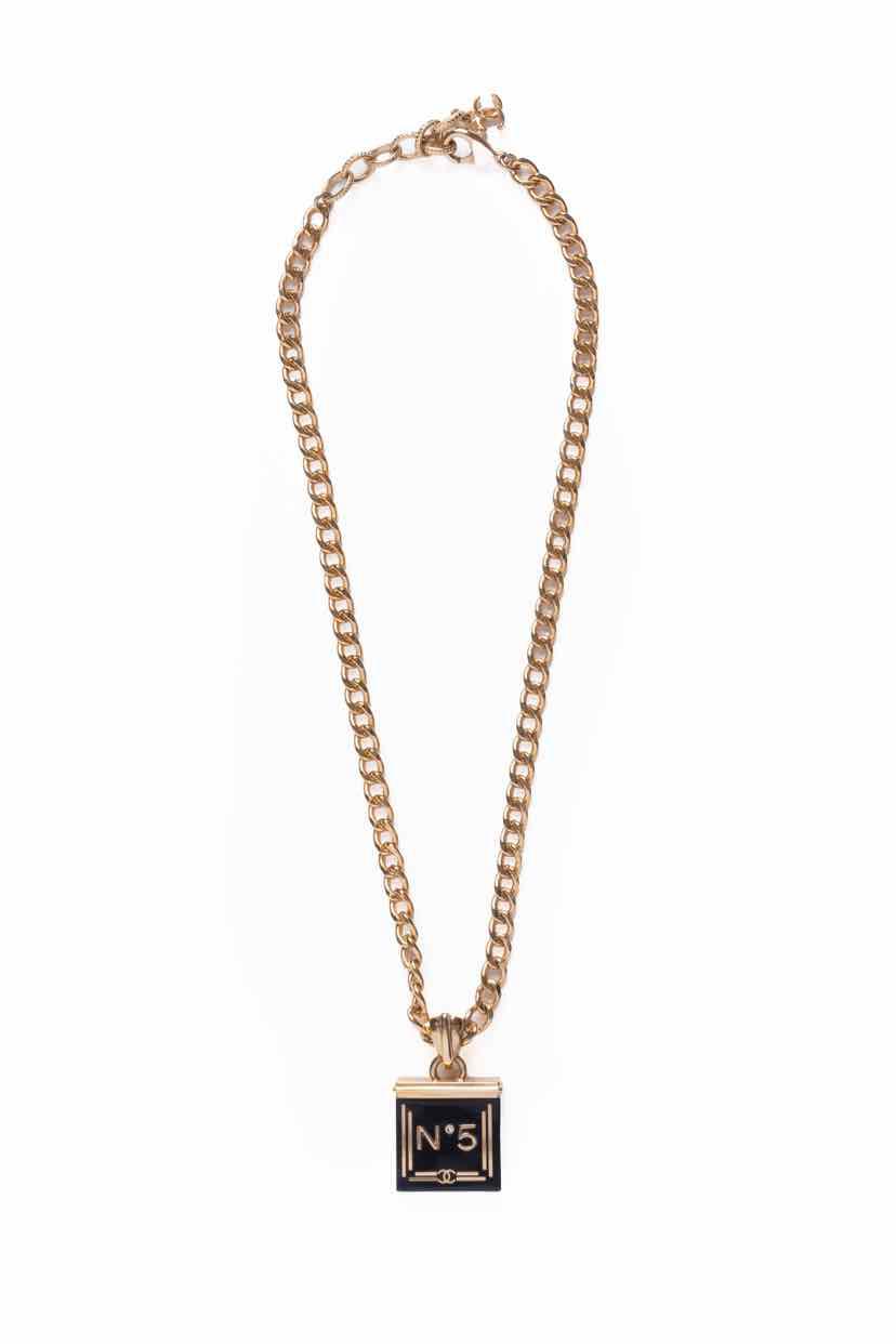 Chanel 2021 Resin No.5 Square Pendant Necklace