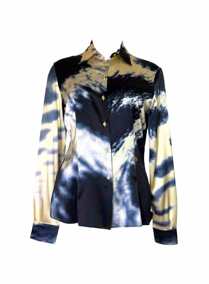 Roberto Cavalli Size 44 Silk Pattern Blouse