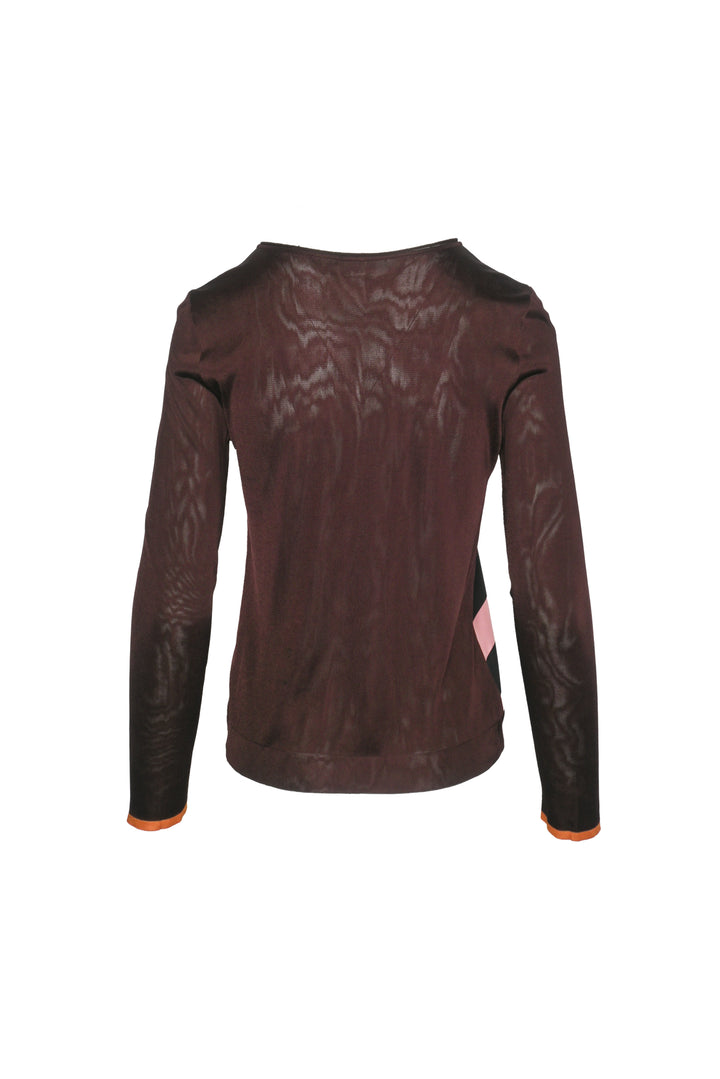 Hermes Size 34 Printed Silk Knit Long Sleeve Tops