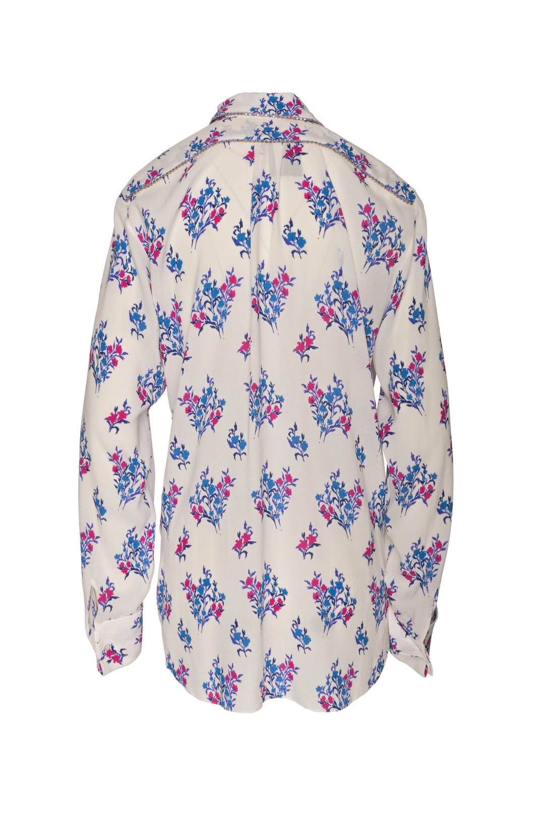 Area Size 10 Crystal Embellished Floral Crepe Blouse