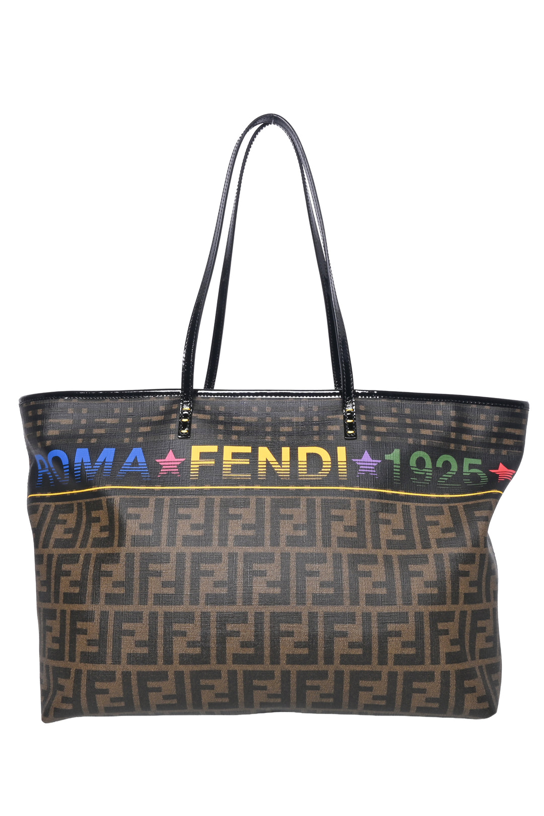 Fendi Coated Canvas Zucca Roma 1925 Roll Tote