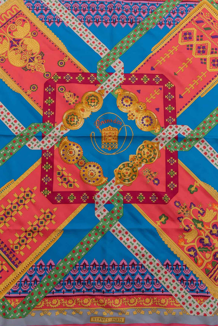 Hermes Brin D'Or Print Silk Square Scarf